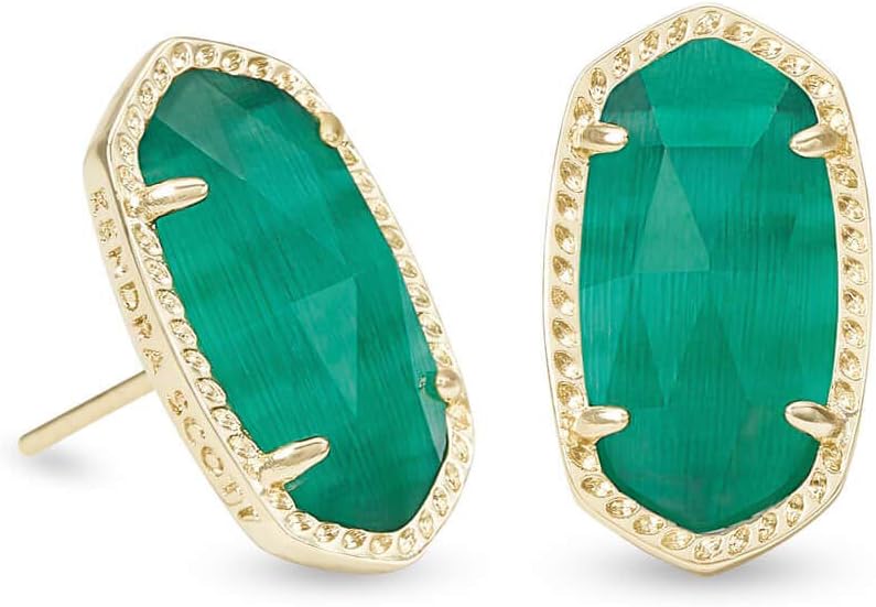 Emerald Green earings with gold outline 
