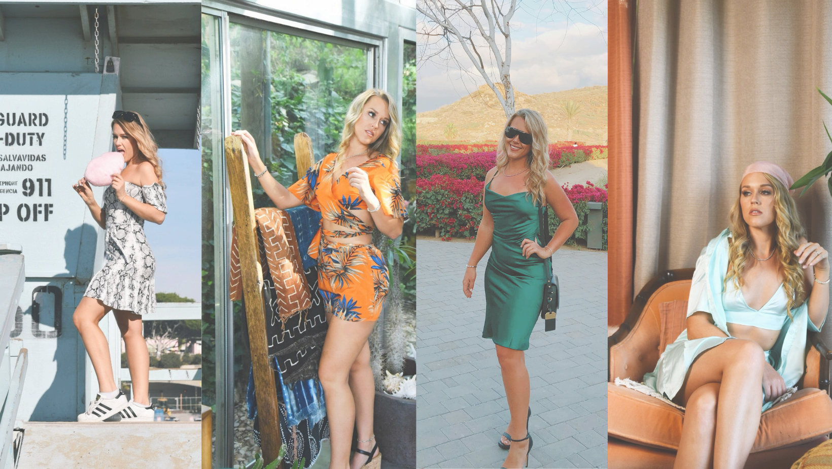 Banner Image of 4 different outfits and poses by Jessica Jones