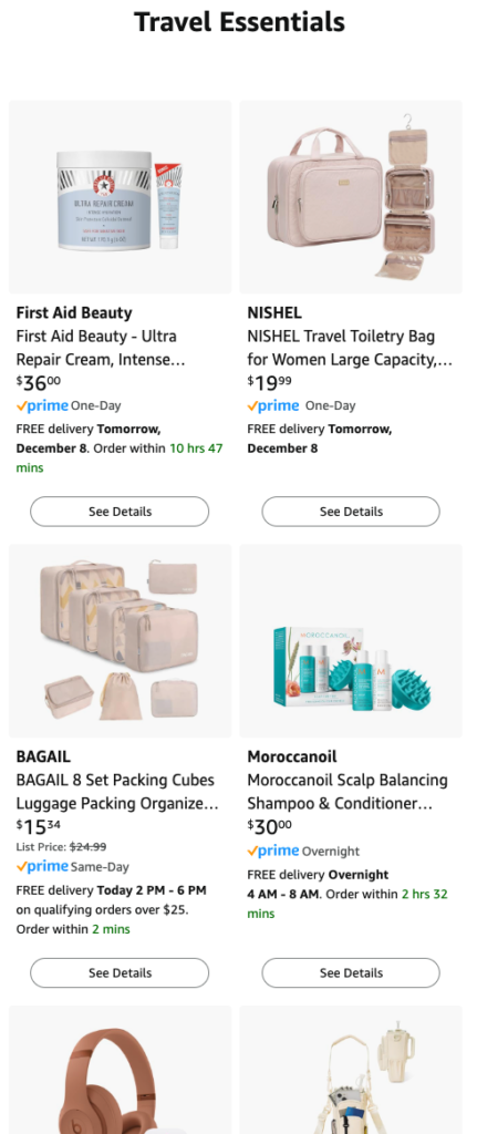 Amazon Storefront - Travel Essentials 
-first aid beatuy lotion
- travel toiletry bag
- packing cubes
- moroccanoil shampoo and conditioner travel set 