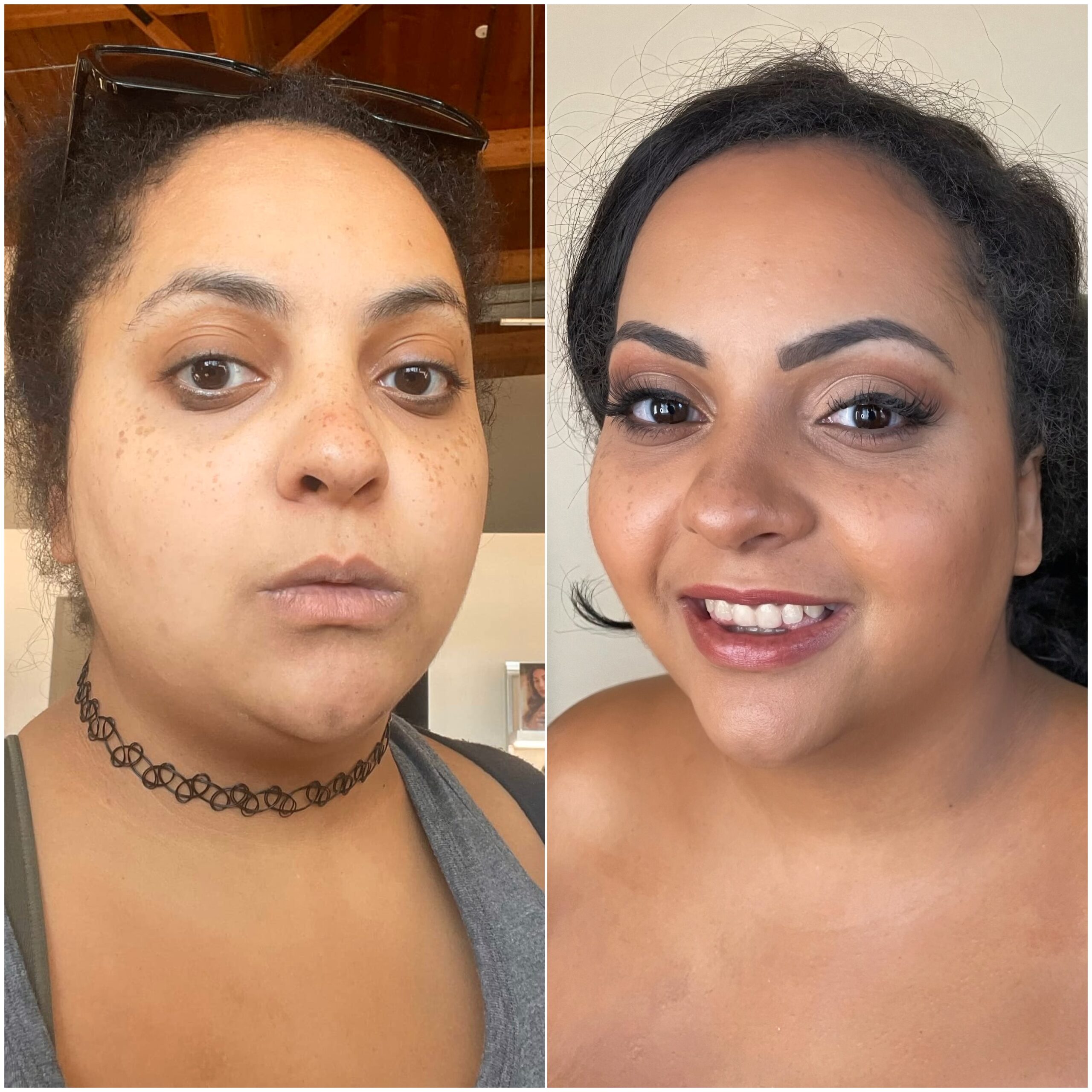 Wedding Makeup Before and After Medium Skintone